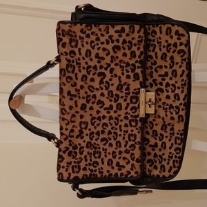 Fossil - Leapord Print & Black Leather Adjustable Cross or Shoulder Bag